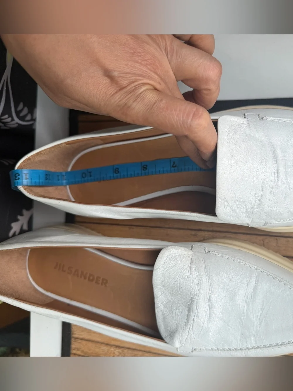 Jill Sander white crinkled leather shoes/loafers. Unisex(Mens 39/11 inch insole)